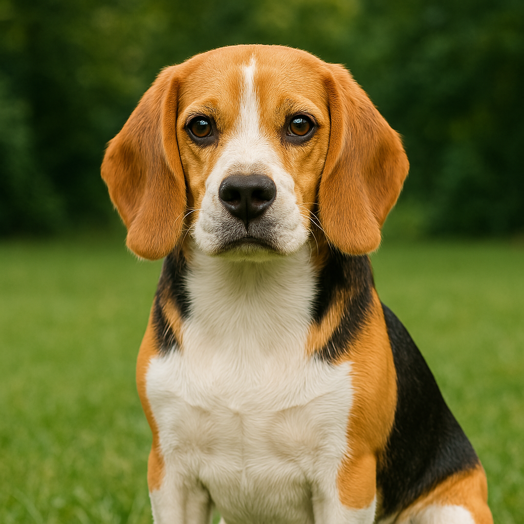 Curious Beagle puppy tilting head